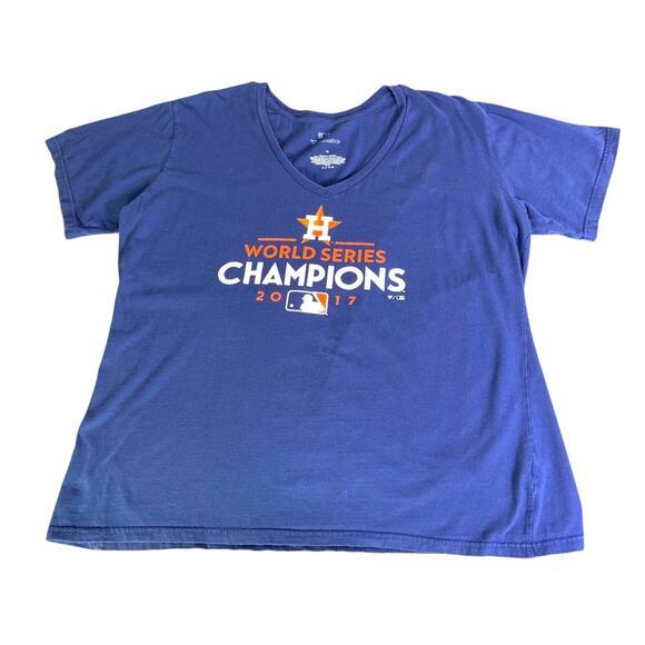 Fantastic MLB Houston Astros Blue T-Shirt Womens World Champions 2017 Size XL - Picture 5 of 9